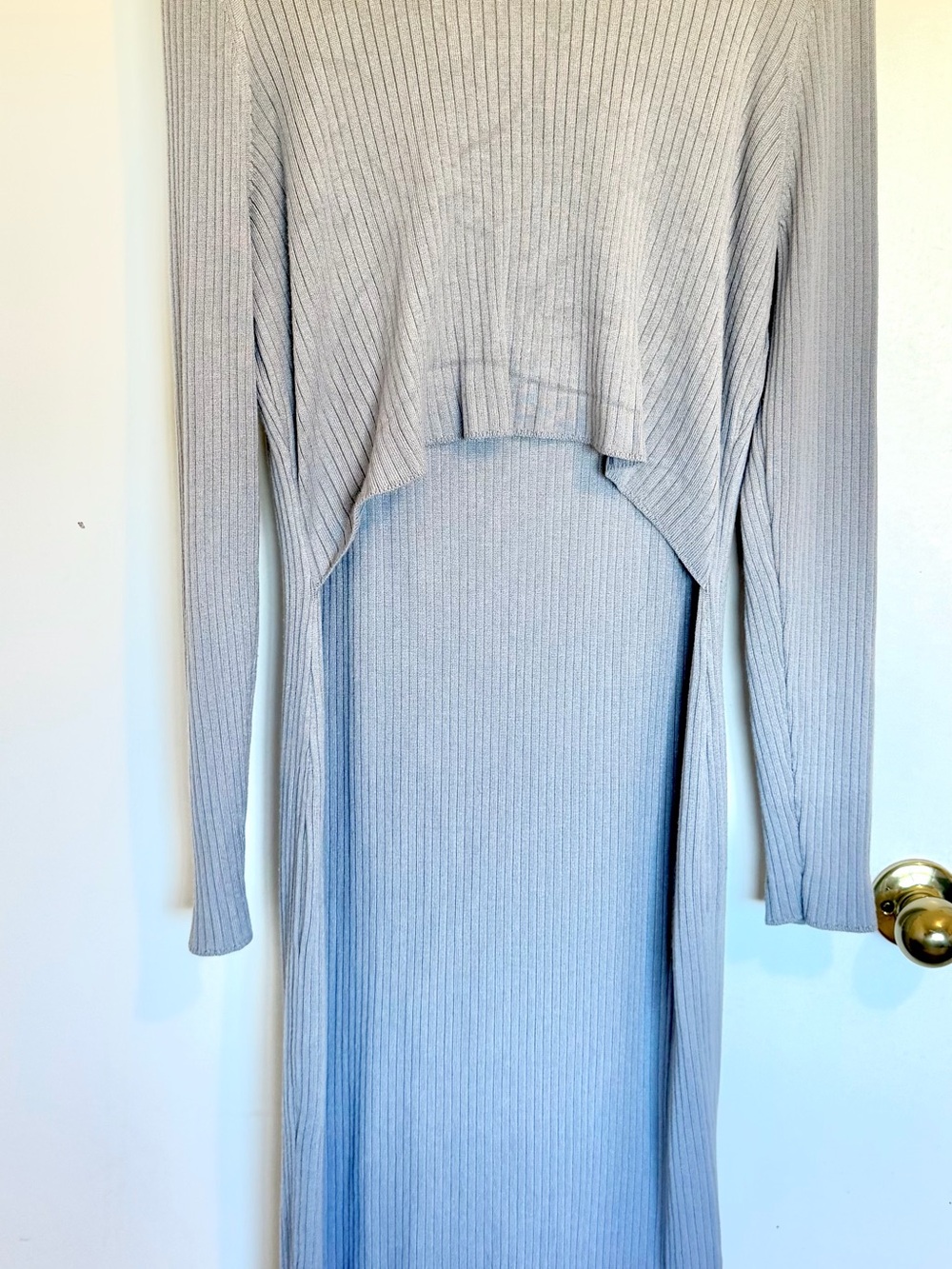 Light Blue-Gray Maternity Ribbed Dress